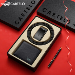 CARTELO Automatic Buckle Leather Belt and Wallet Combo Gift Package