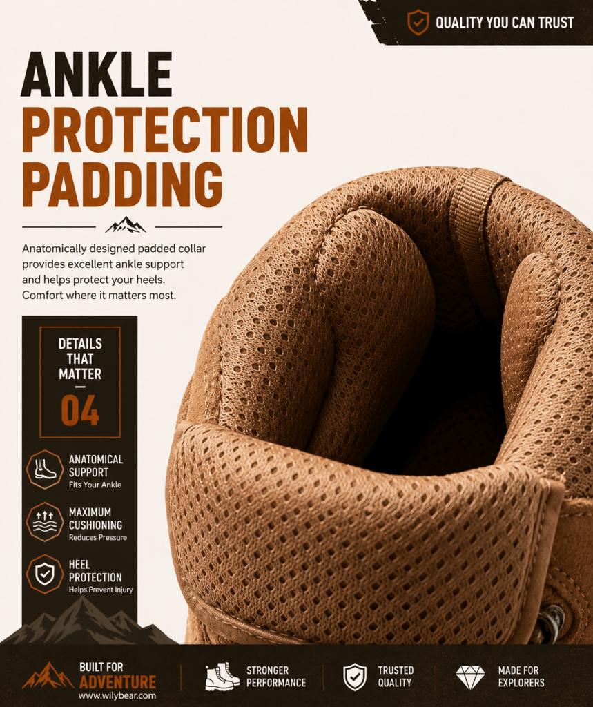 Angle view emphasizing the durable cowhide leather upper material