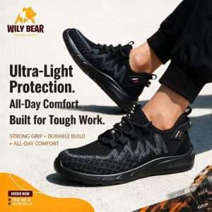 Breathable Flying Mesh PU Safety Work Shoes